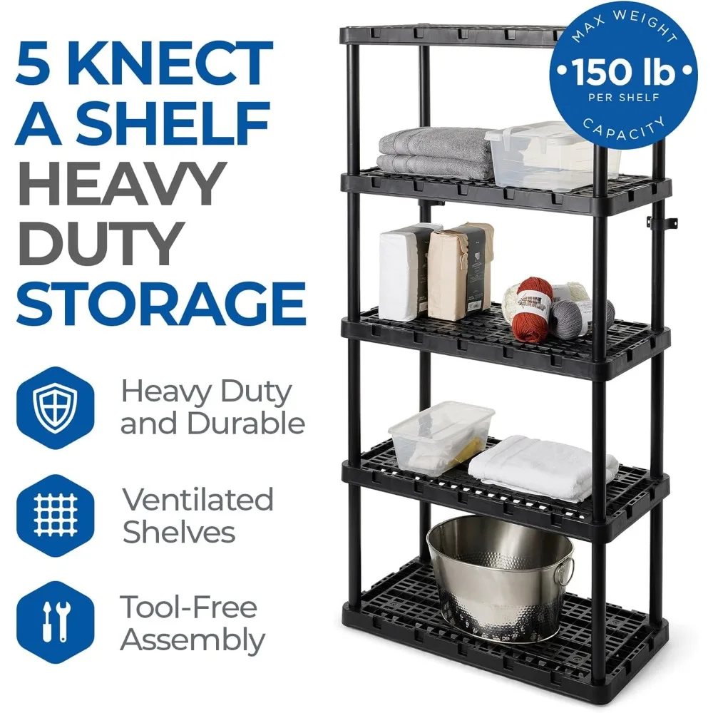 5 Shelf Knect-A-Shelf Ventilated Heavy Duty Storage Unit Organizer System for Home, Garage, Basement & Laundry 2