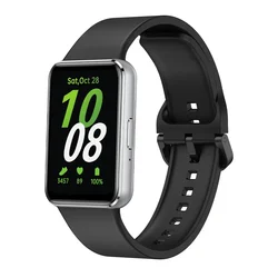 Sport Silicone Strap Bracelet - Quick - Release Replacement Wristband Accessory - Galaxy Fit 3 (Black)