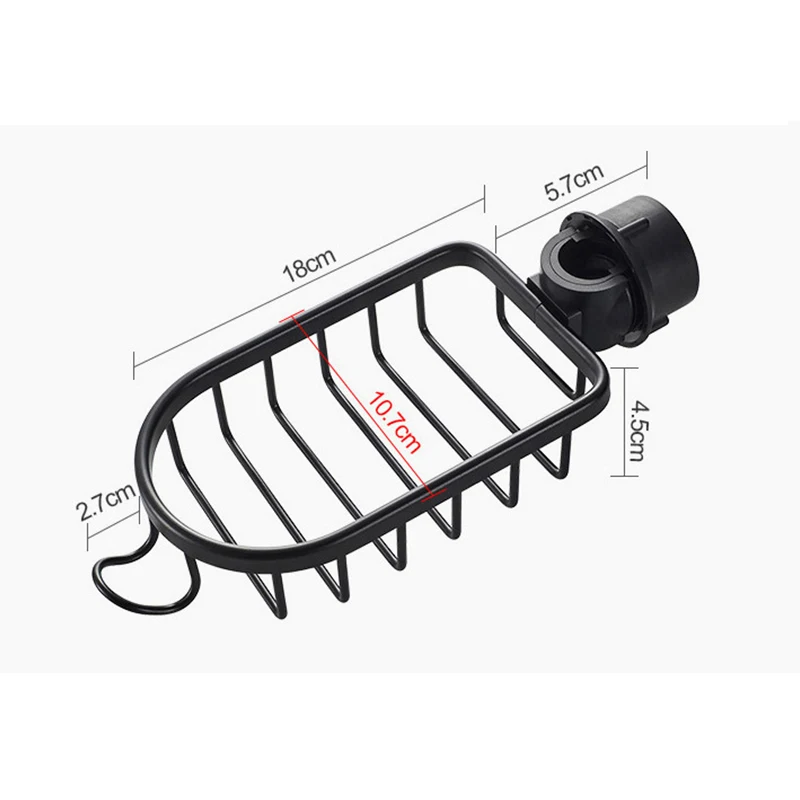 Water Pipe Clamping Aluminum Basket Shelf  Bathroom Organizer for Shampoo Soap Shower Drain Holder Bathroom Rack with Hooks 3