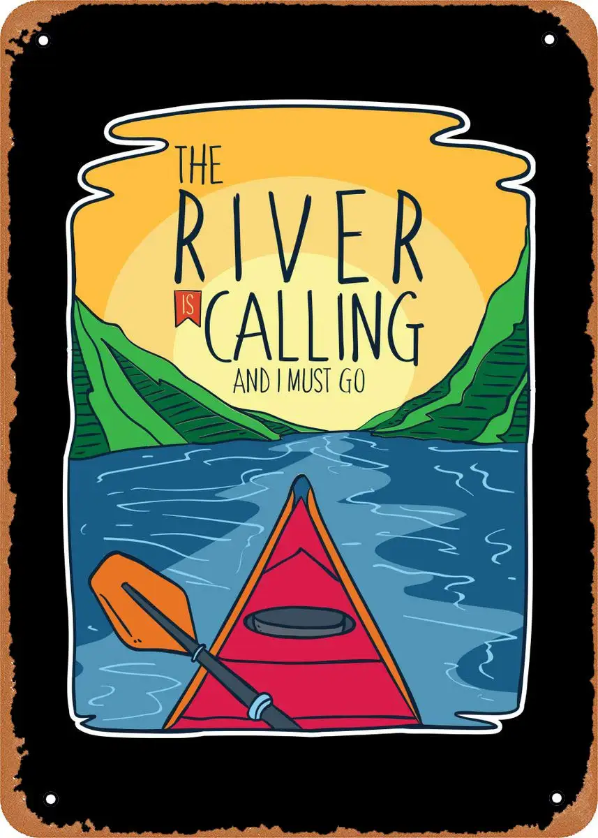 Металлический знак Mirace-каякинговый каяк-8x12 винтажный вид Оловянная пластина