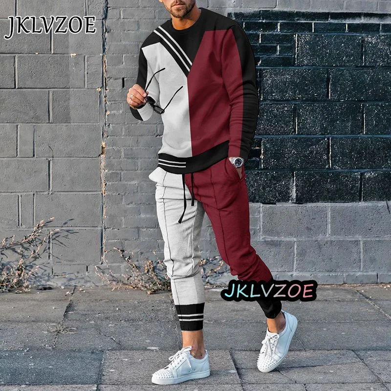 Spring Long Sleeve T-shirt Set Jogging Casual Suit Sportswear Oversized Men Outfits 2 Piece Set Sport Tracksuits Men Clothing