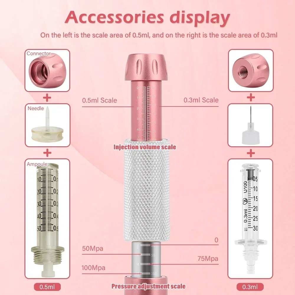 Adjustable Pressure 0.3/0.5ML Hyaluron Acid Pen Hyaluronic Acid Syringe Atomizer Facial Machine Reducing Blemishes Wrinkles