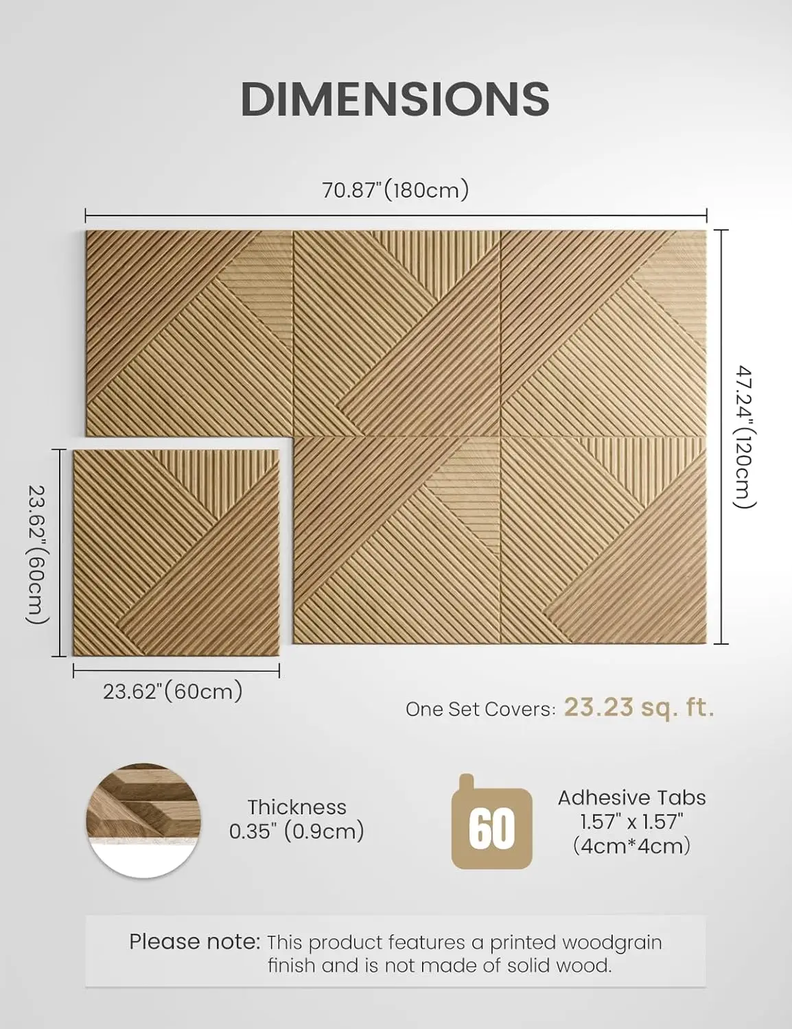 Large Felt Bulletin Board,Cork Board Alternative 70.87'' x 47.24'' Art Acoustical Wall Panels-6 Pack with 60 Adhesive Tabs,for R