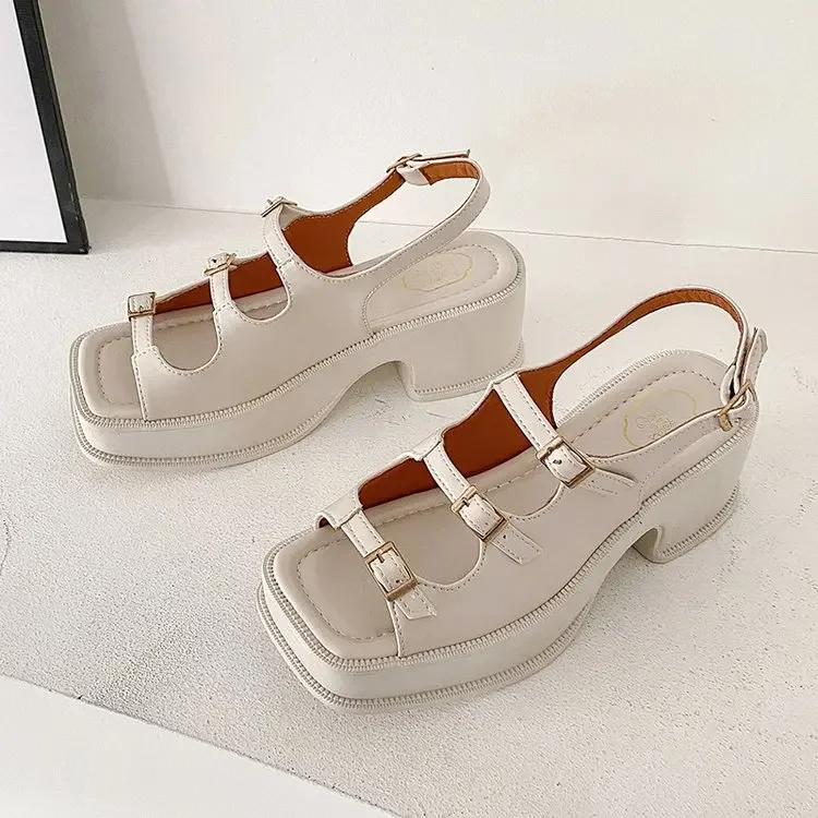 Ladies High Heels Summer Women's Shoes Wedge Sandals Open Toe Shallow Solid Color Buckle Casual women sandals wedge sandals women high heels comfortable sandals