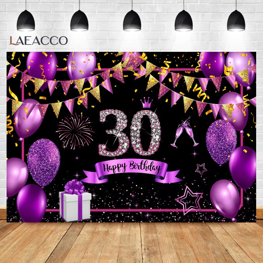 Photo Backdrop Pink Balloons Golden Glitters Diamond Decor Adult Birthday Family Child Party Decoration