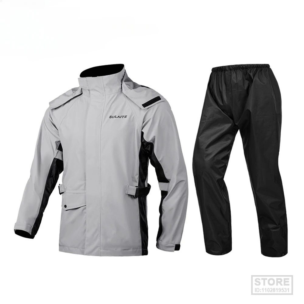 

Motorcycle Raincoat Waterproof Reflective Men's Motocross Cycling Jacket Ultrathin Split 4 Season
