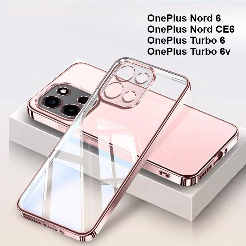 Soft Silicone Transparent Shockproof Phone Case with Electroplated Frame and TPU Back Cover