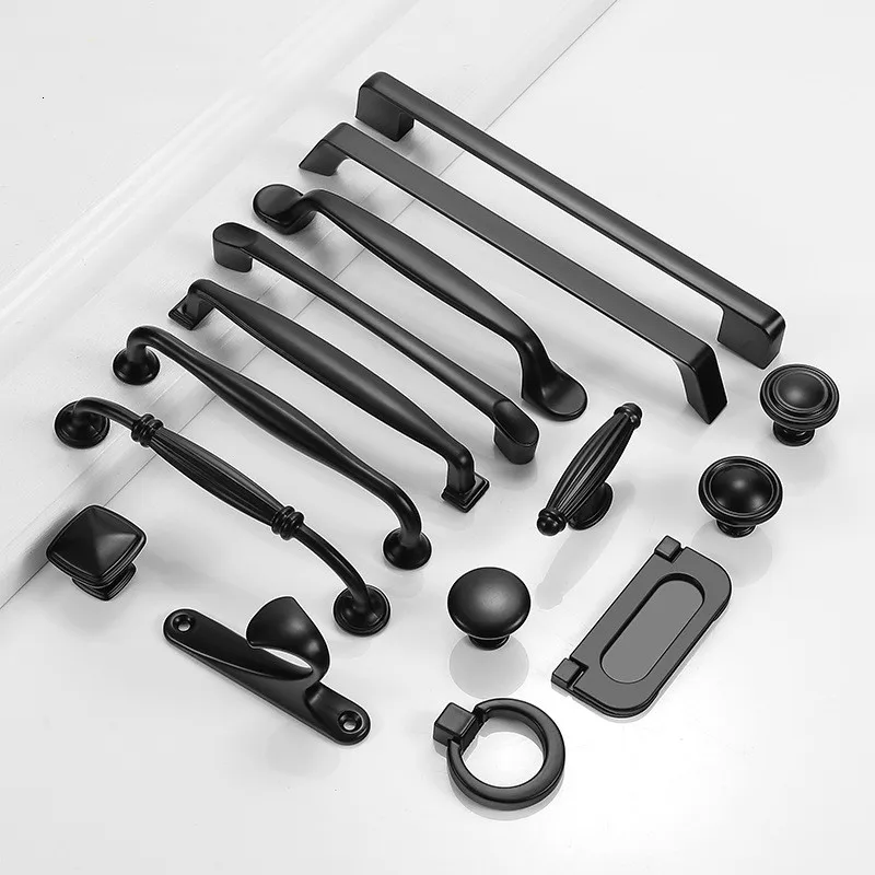 KK-FING-1PC-Modern-Black-Cabinet-Door-Handles-Solid-Aluminum-Alloy ...