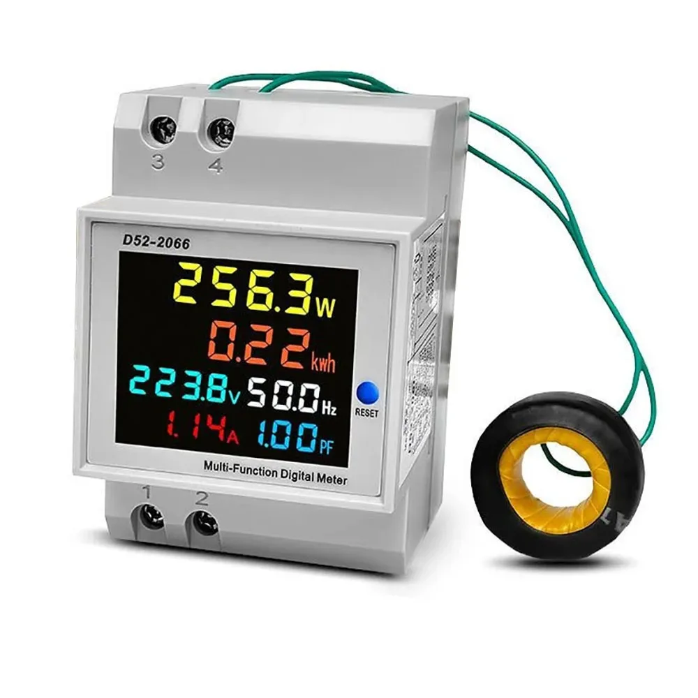 Voltage current monitor 6IN1 Din Rail AC Monitor 110V 220V 380V 100A Voltage Current Power Factor Active KWH Electric Energy Frequency Meter