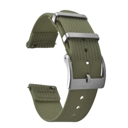 Ribbed Nylon Quick Release Watch Strap - Universal Replacement Wristband - 22mm (Army green)