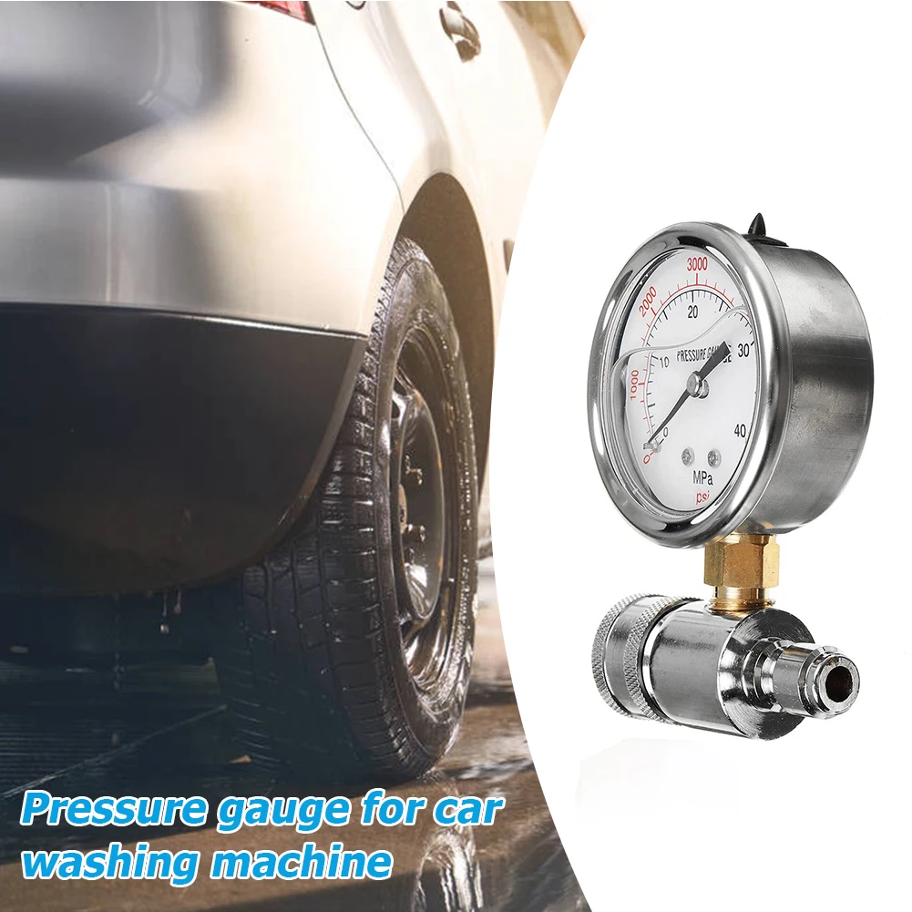 스테인레스 스틸?압력 세척기 압력 게이지 6000PSI/40MPa 3/8인치 QD 피팅 텔레스코픽 브러시 마이크로파이버 타월