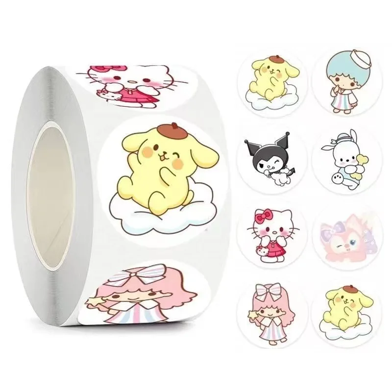 

New Sanrio Creative Hand Account Decoration Stickers Rolls Cartoon Cute Anime Cinnamoroll Kuromi Pochacco Stickers Children Gift