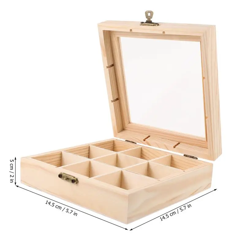 Tea Tin Box 9 Compartments Wooden Tea Bag Storage Box For Sugar Packets Coffee Bag