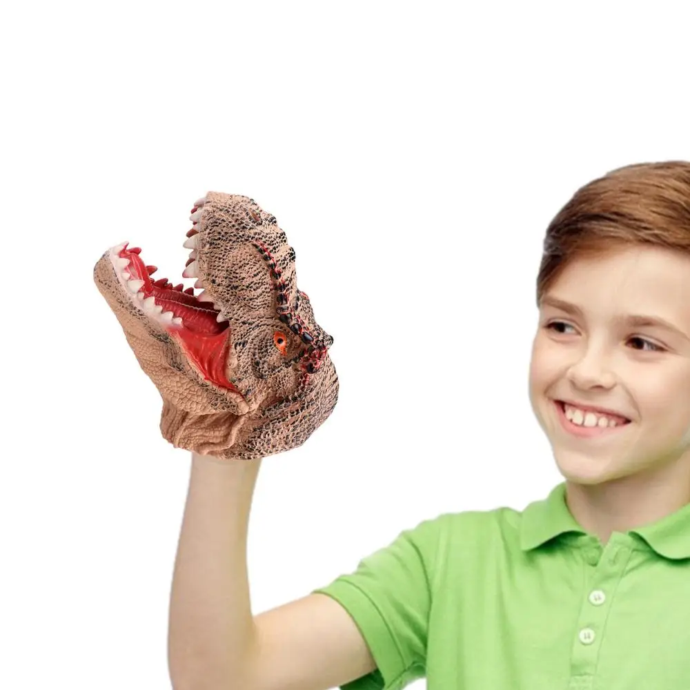 thumbnail image 1 of Marionetas de mano de dinosaurio realistas, marionetas de mano de goma flexibles, juguetes de dinosaurio T Rex de goma suave para niños, 1 of 5