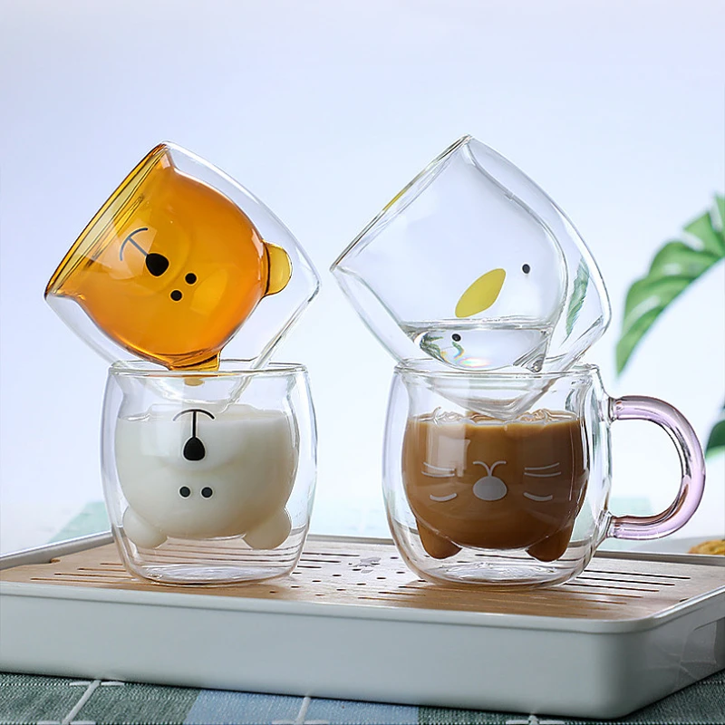 Tazza per Gatti Simpatica Tazza in Vetro Trasparente per