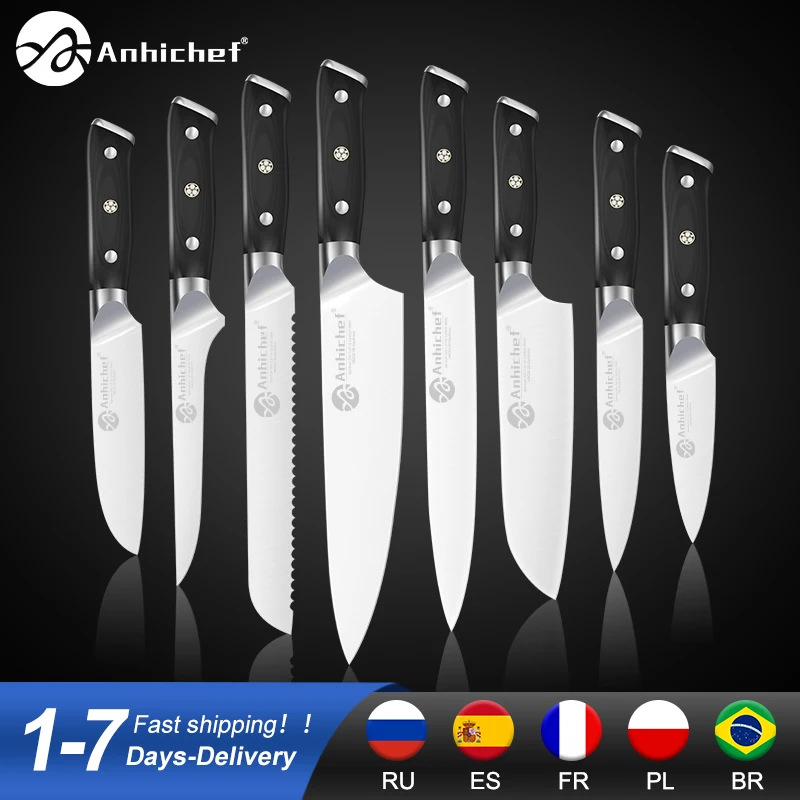 Coltelli Da Cucina Set Di Coltelli Da Cuoco Giapponesi Germania 1.4116 Acciaio Ad Alto Tenore Di Carbonio Cook Sharp Santoku Knife Cleaver Affettare C