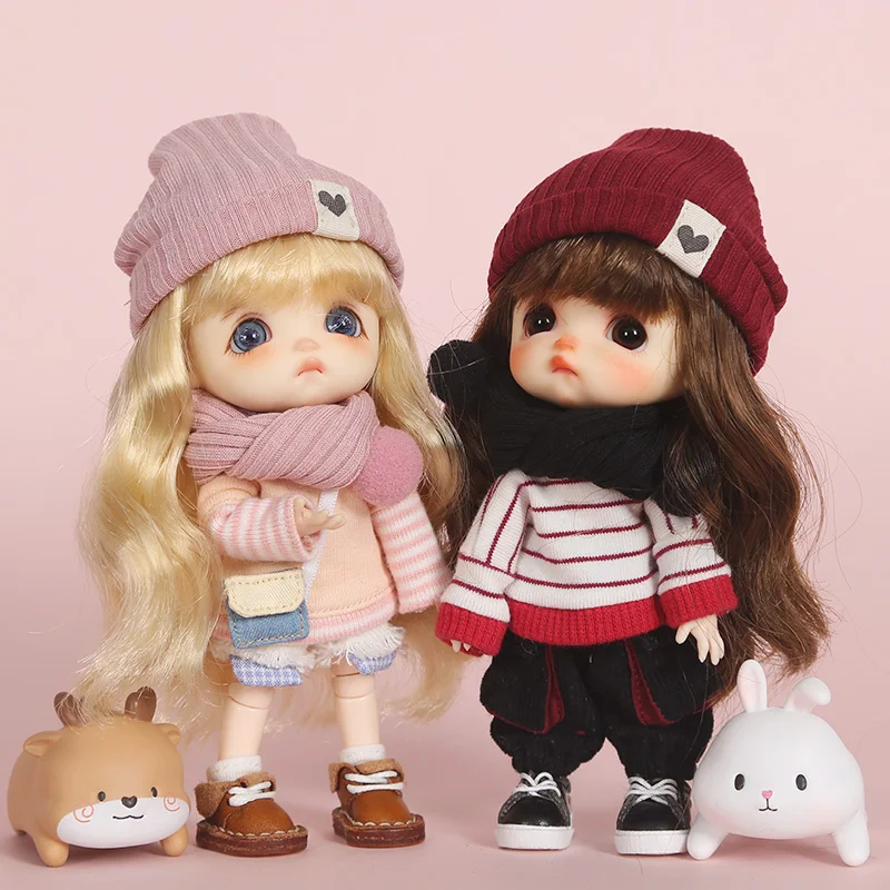New Cute Ob11Winter Doll Hat Scarf Doll Cap Accessories For Gsc Nendoroids YMY Clay Head, Obitsu11, Molly, 1/8bjd, 1/12Bjd Doll 3