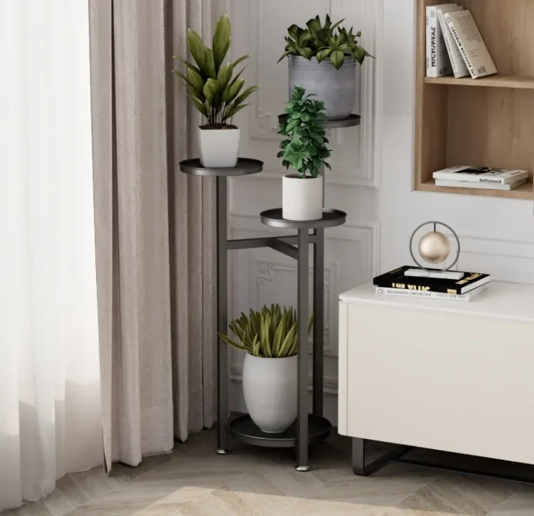 Modern Minimalist Iron Flower Stand Multi-Tier Indoor Balcony Plant Shelf Living Room Decorative Floor Plant Stand