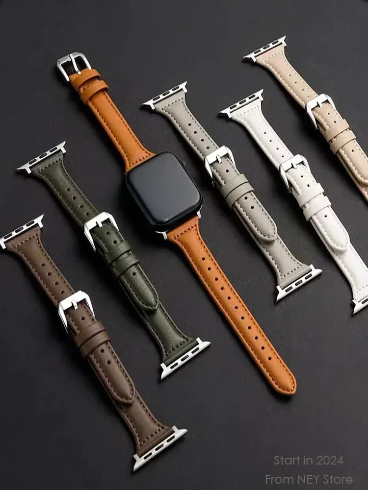 Elegant Slim Leather Apple Watch Strap Bracelet