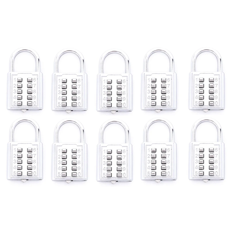 

10X Anti-Theft Button Combination Padlock Digit Push Password Lock Zinc Alloy Security Lock Suitcase Luggage Coded Lock