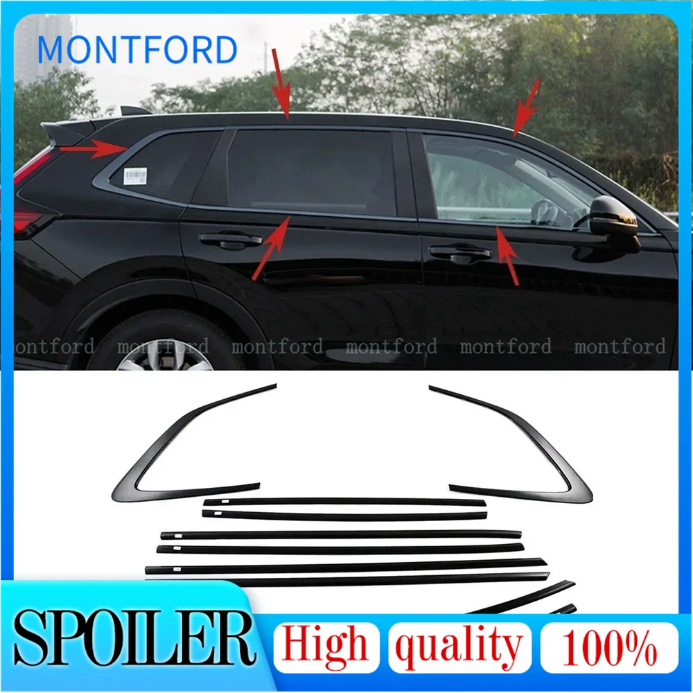 

Black Car Window Trim Cover Decor Seal Strip Water Shield Weatherstrips Stainless Steel For Honda CRV CR-V 2023 2024