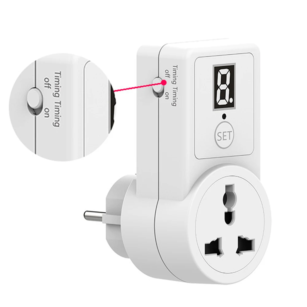 

10A EU Plug Countdown Switch Two/One Digit Display Countdown Timer Time Control Telephone Battery Electric Vehicle Charging