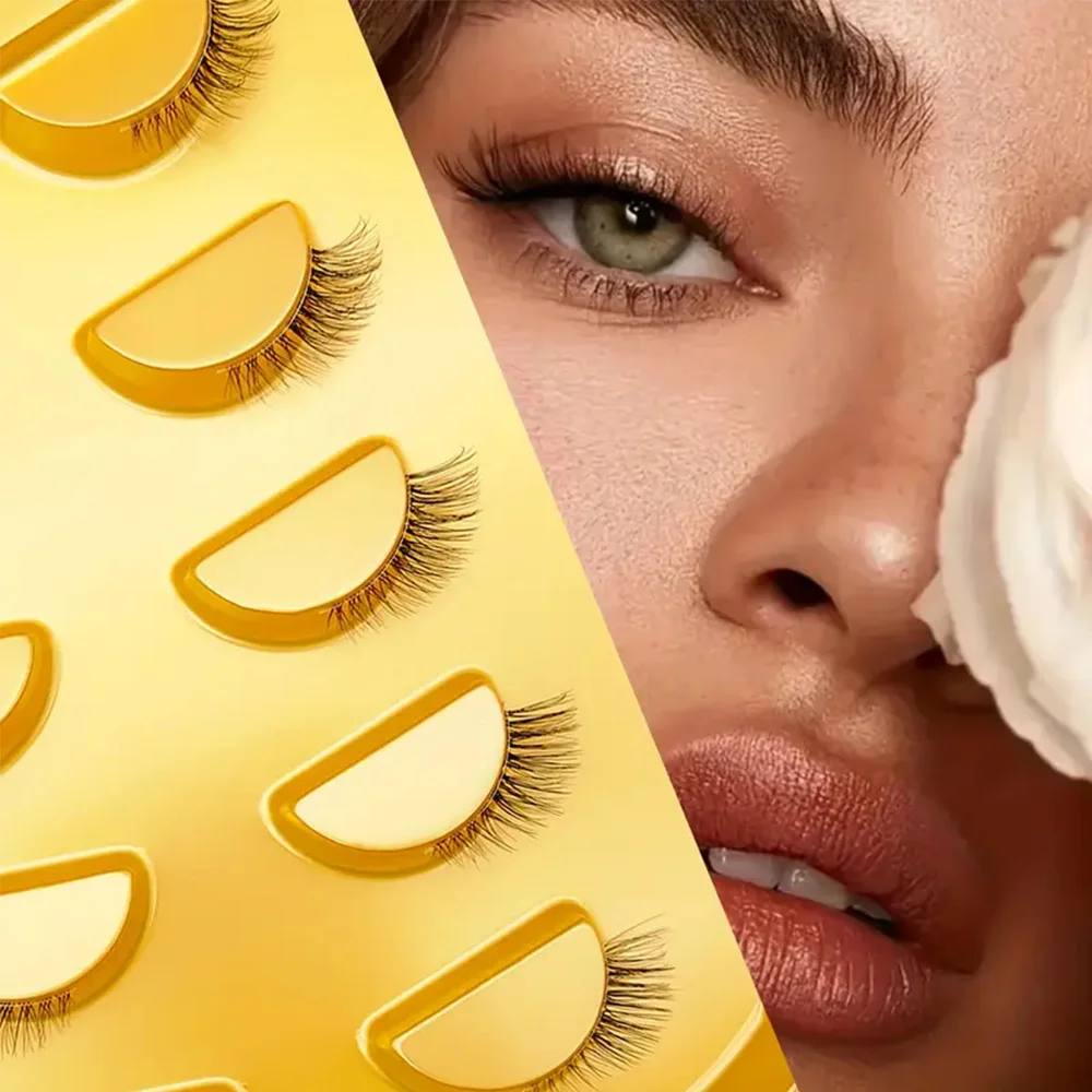 5 זוגות של ריסים חציים רכים לנפח טבעי ומראה מתולתל - מושלמים לדייטים יומיים ואיפור למסיבות