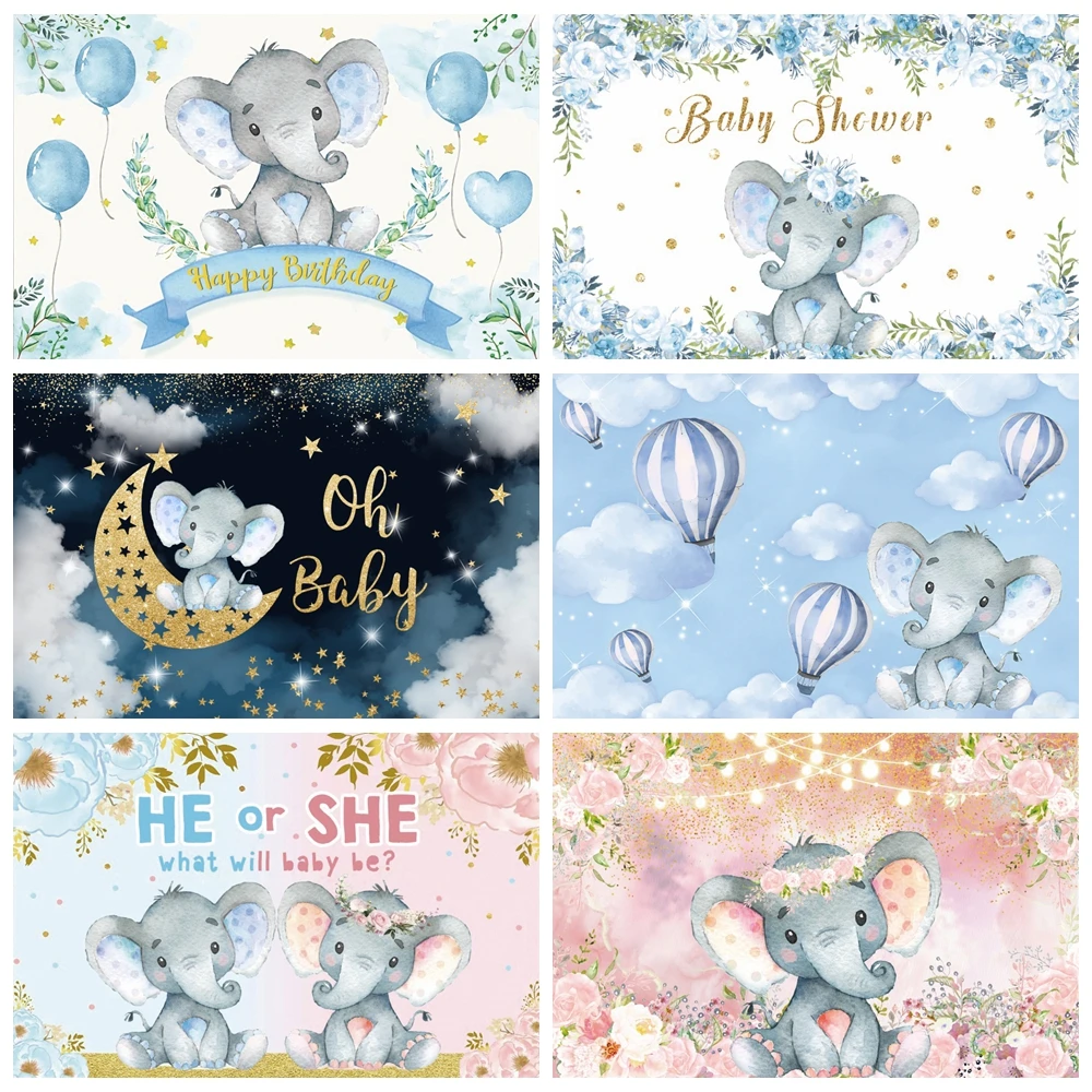Photo Backdrop Yeele Newborn Elephant Birthday Party Flowers Photocall Baby Shower Banner Backgrounds Indoor Photographic Studio