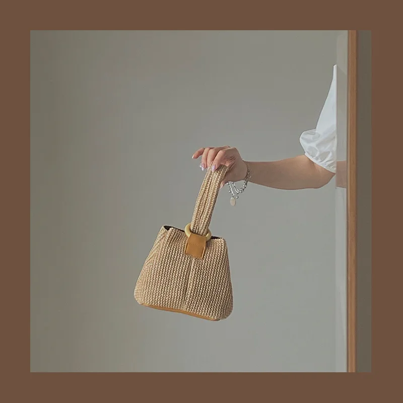 Cute straw woven women's handbag summer chain crossbody bag woven unique small fresh beach casual shoulder bag