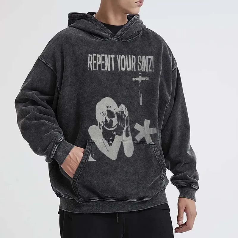 

2023 New Grunge Long Gothic Spider Print Oversize y2k Hoodies Sleeve Sweatshirt Men Punk Harajuku Loose Coat Streetwear Harajuku