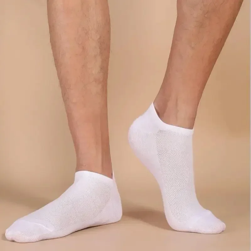 men Socks Breathable Sports Solid Color Boat socks Comfortable Cotton Ankle Socks White Black 10 Pairs