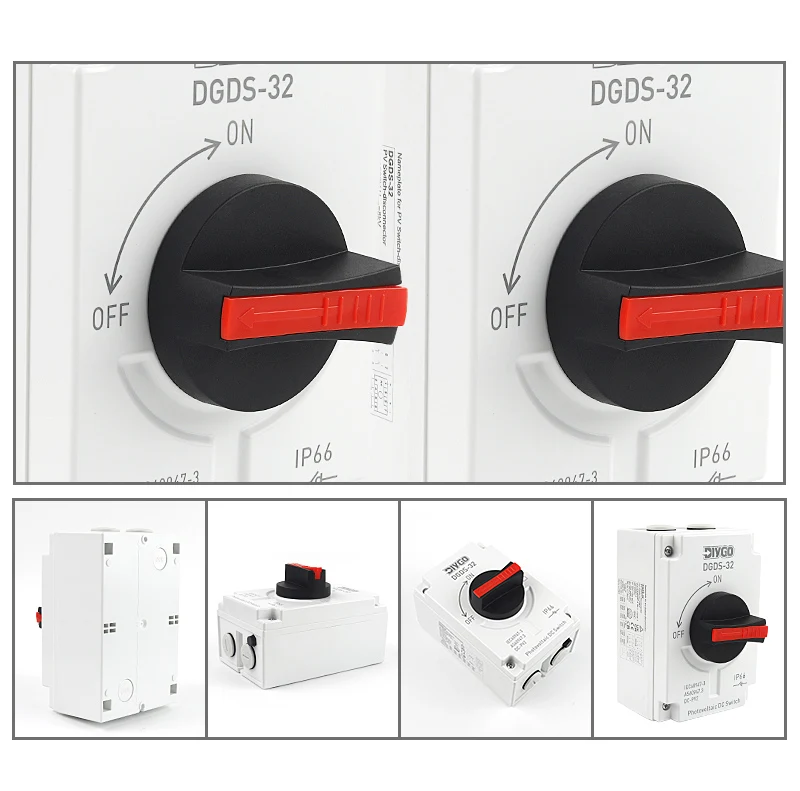 DIY GO PV DC Solar Isolator Trennschalter DC 1200 V 32 A DIY Offene Lochverkabelung 1 oder 2 Saiten IP66 Wasserdichter Außenschalter – Detail 5