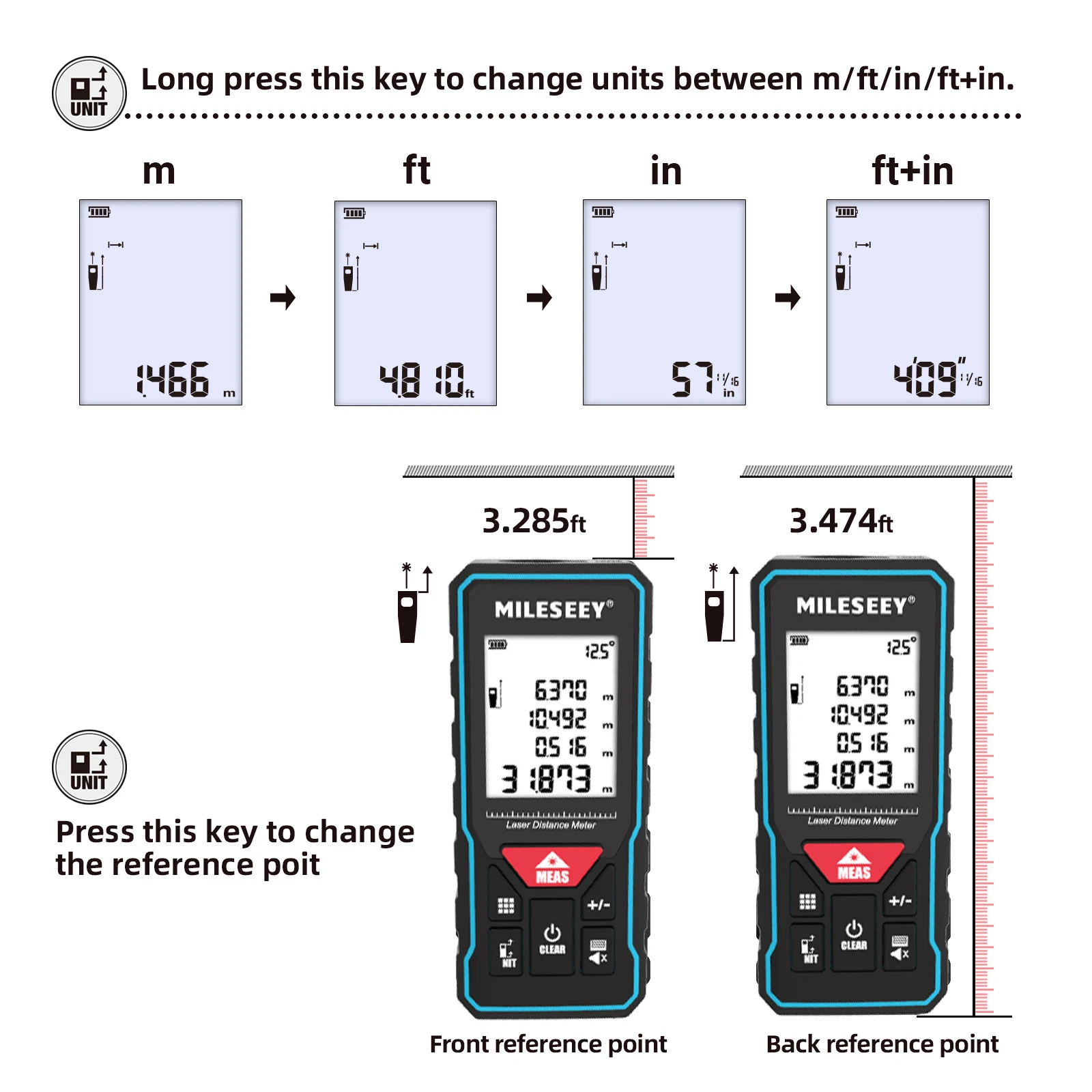 MILESEEY Laser Tape Measure X6 40m 60m 100m