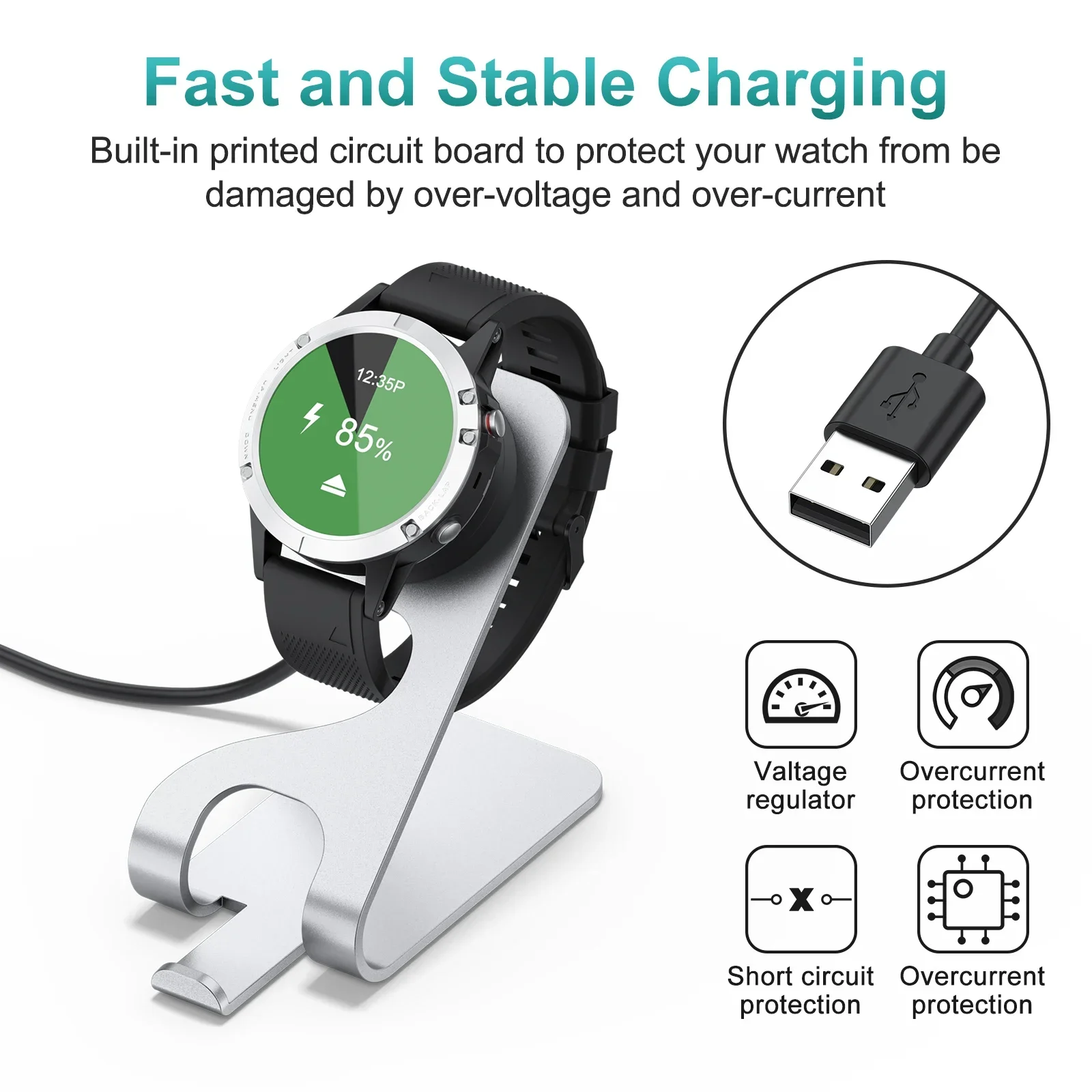 Garmin Smartwatch Charger Holder and Cable Dock Organizer