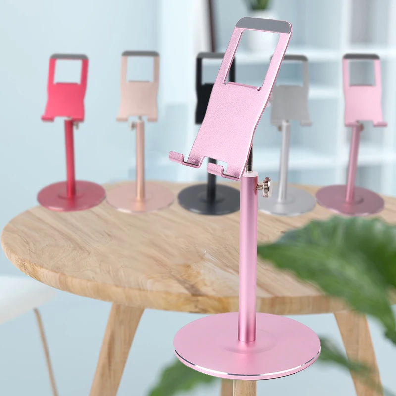 

Universal Aluminum Alloy Live Stream Cell Phone Holder Stand Non-Slip Desktop Tablet Stand Holder Spring-back Phone Stands