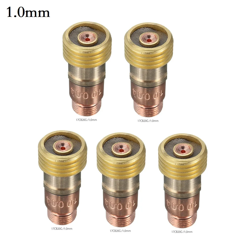 

5Pcs Brass Collets Body Stubby Gas Lens Connector With Mesh For Tig WP-17/18/26 Torch 14x28.1mm Welding Gun Accessories