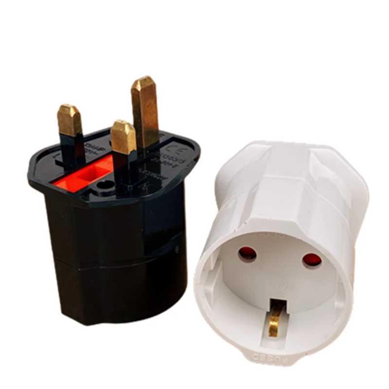 Adaptador de enchufe europeo a británico 13A250V, fusible