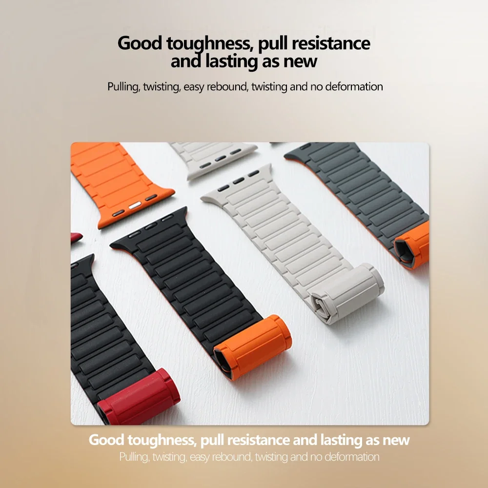 Silicone Watch Strap Magnetic Silicone Strap for Apple Watch Band Ultra 2 49mm 45mm 41mm Bracelet for Iwatch Series 9 8 7 6 SE 5 4 38 42mm 44mm 40mm