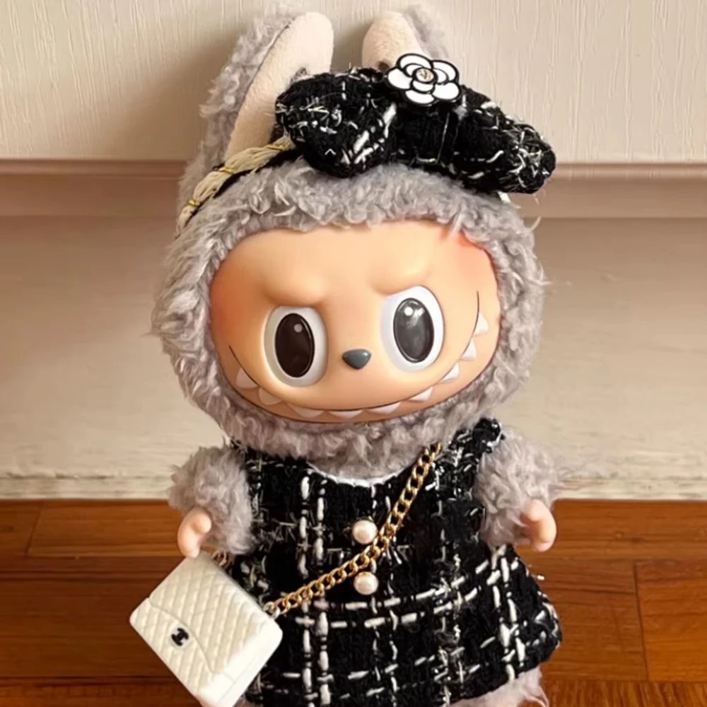 17cm Labubu Doll Clothes Advanced luxury design customization Heartbeat Macaron Labubu Doll Clothes Changing Light clothes 3