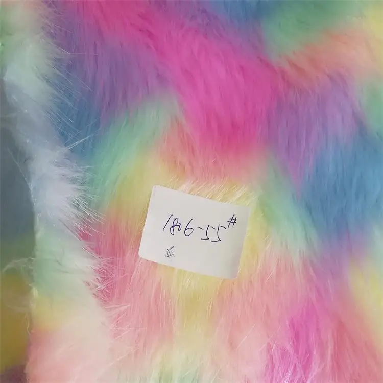 Description Picture 6 of itemWholesale jacquard plush Rainbow fox fur,faux fur fabric,clothing accessories,fabric for dolls
