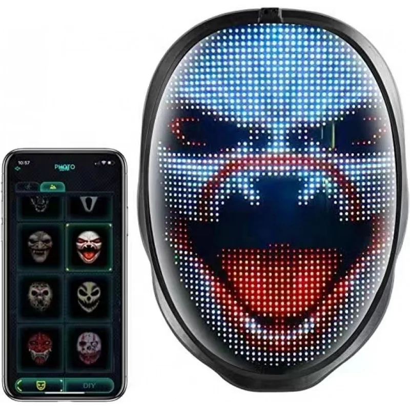 

LED Light Up Mask APP Control Programmable Glowing Face Masks For Scary Halloween Festival Costume Masquerade Parties Cosplay