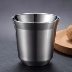 Stainless Steel Vacuum Insulated Coffee Mug - Double Layer, Dishwasher Safe, Ideal - 160ml (Steel color)