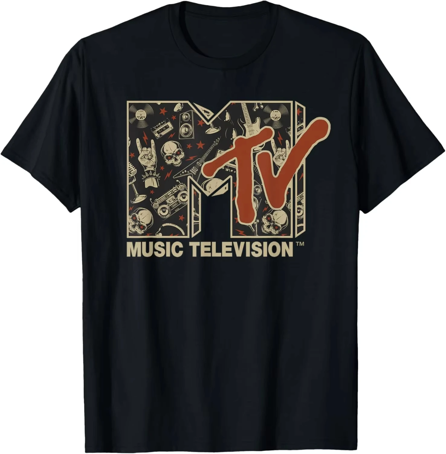 MTV Rock n Roll Musik Harte Heavy Metal Schädel Gitarre Vintage T-Shirt Y2k Kleidung Frauen Kleidung T Shirt Femme Camisetas 82953 – Detail 2