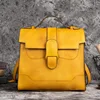 Vintage Women Genuine Leather Backpack Solid Pattern First Layer Cowhide Travel Bags Retro Real Cow Leather Double Shoulder Bag 1