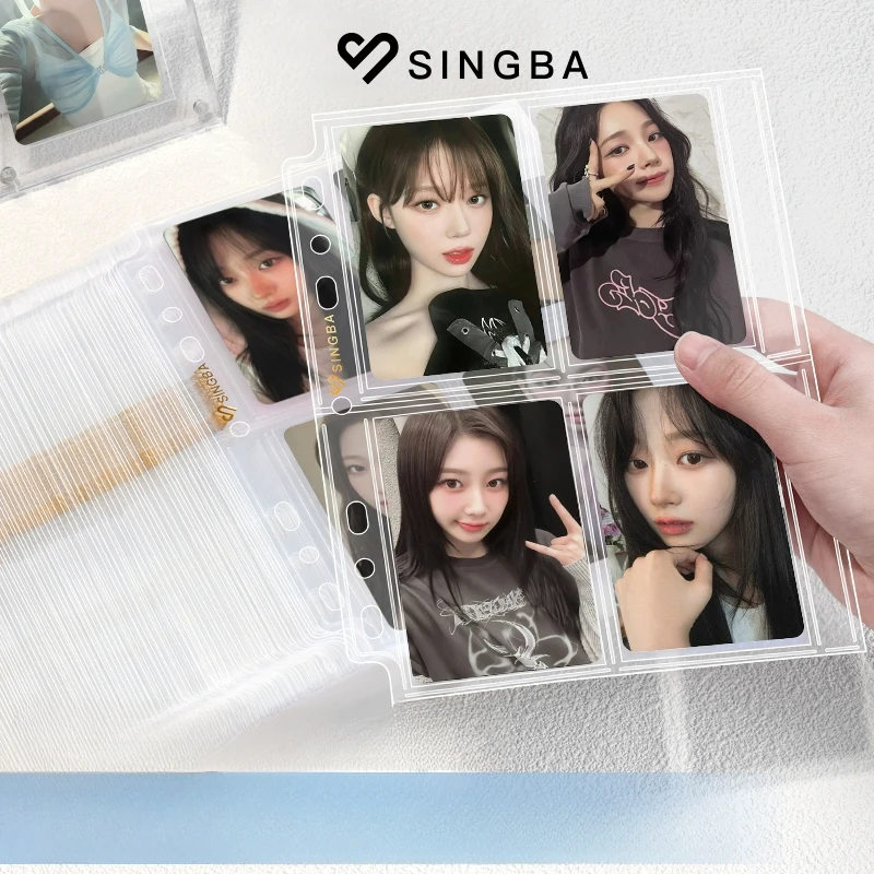 Photocard Protector 10pcs Clear Sheets Sleeve Acid Free-No PP Loose-leaf Refills Pages for A5 Binder 4grid Pocket 3inch Photocard Protect