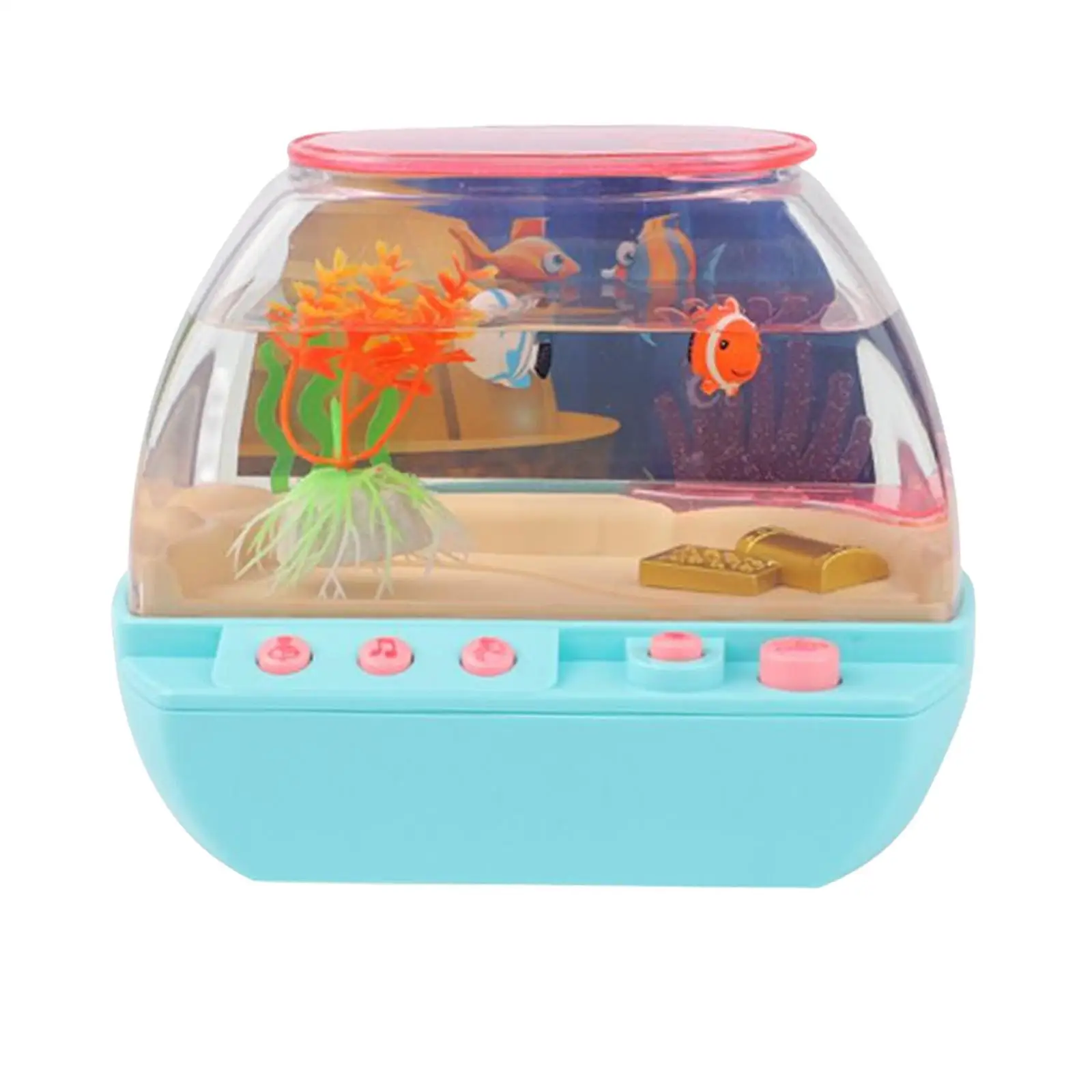 Aquarium Toys Electrified with Light with Music Mini with Moving Fish  Artificial Fish Tank Play House For Tabletop Home