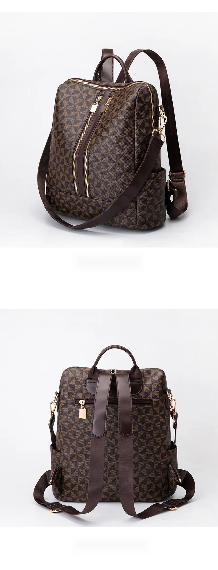 Mochila mujer estampada de moda con cartera gran capacidad_voghion.com