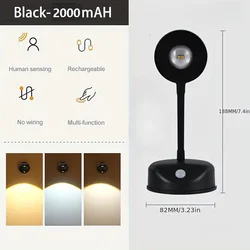 Wireless Motion Sensor LED Spotlight for Indoor Lighting: Ideal for Kitchens, Bedrooms, and Living Rooms (Non remote Black Pro)