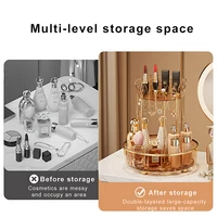 Double Layer Rotating Makeup Organizer Skincare Perfume Organizer Luxury Makeup Storage Box Lipstick Holder Cosmetic Organizer 2