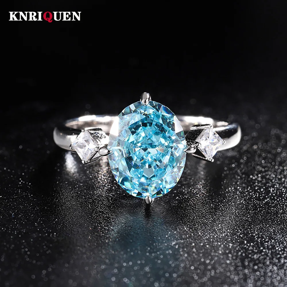 

Charms 100% 925 Solid Silver 8*10mm Aquamarine Green Tourmaline Rings for Women Gemstone Cocktail Party Fine Jewelry Female Gift